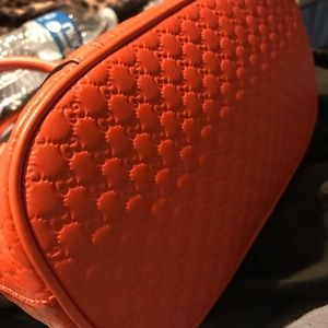 Micro Gg  Convertible Orange Leather Cross Body